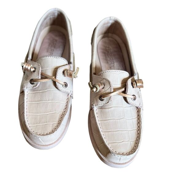 Sperry Vida Croc Nubuck Boat Shoes Pink Size 6 - Picture 2 of 8